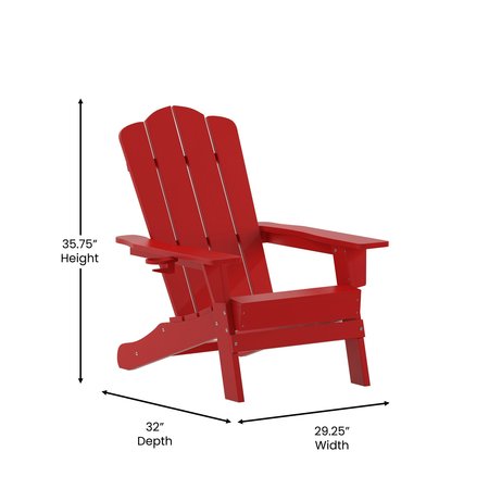 Flash Furniture Red Adirondack Patio Chair with Cupholder LE-HMP-1044-10-RD-GG